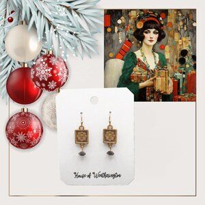 Handcrafted Embossed Flower Earrings With Swarovski Crystal Bead